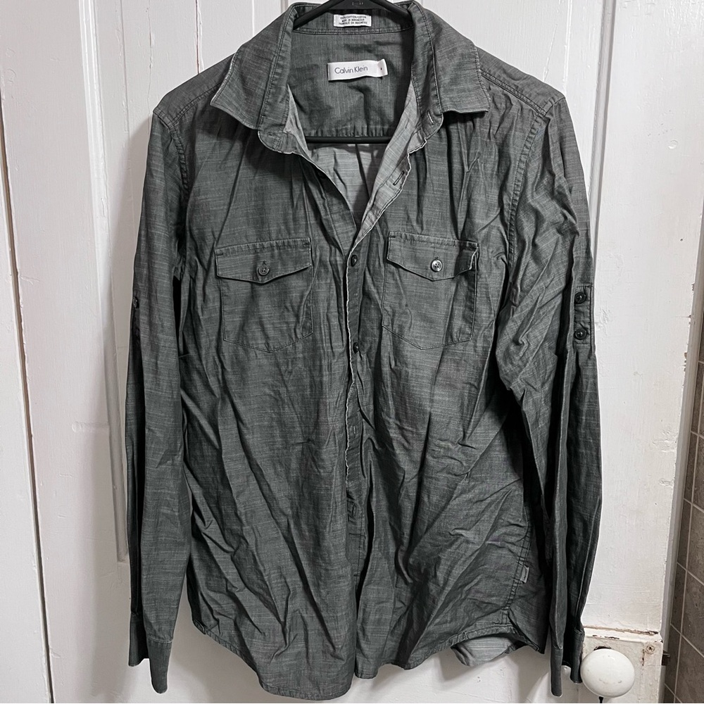 Calvin Klein Men's Charcoal Button Down Shirt